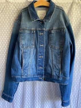 Women's Blue Denim Jacket with natural patchwork